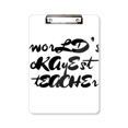 thumbnail image 1 of World's Okoyest Teacher Student Quote Clipboard Folder Writing Pad Backing Plate A4, 1 of 4