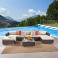 thumbnail image 2 of Outdoor 5 Seater Wicker Sectional Sofa Set with Cushions, Multibrown,Beige, 2 of 6