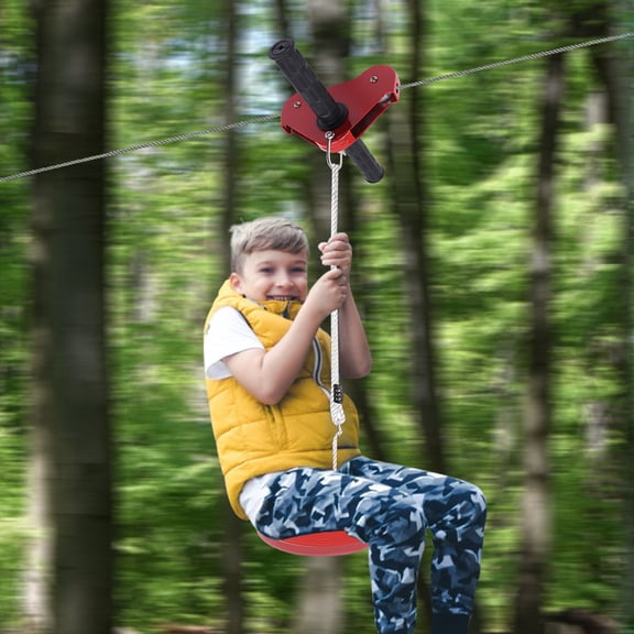 Kids Backyard Zipline Kit 160ft – Safe Heavy-Duty Steel Cable with Spring Brake, Harness, Seat & Tree Protection for Outdoor Fun Ages 3 