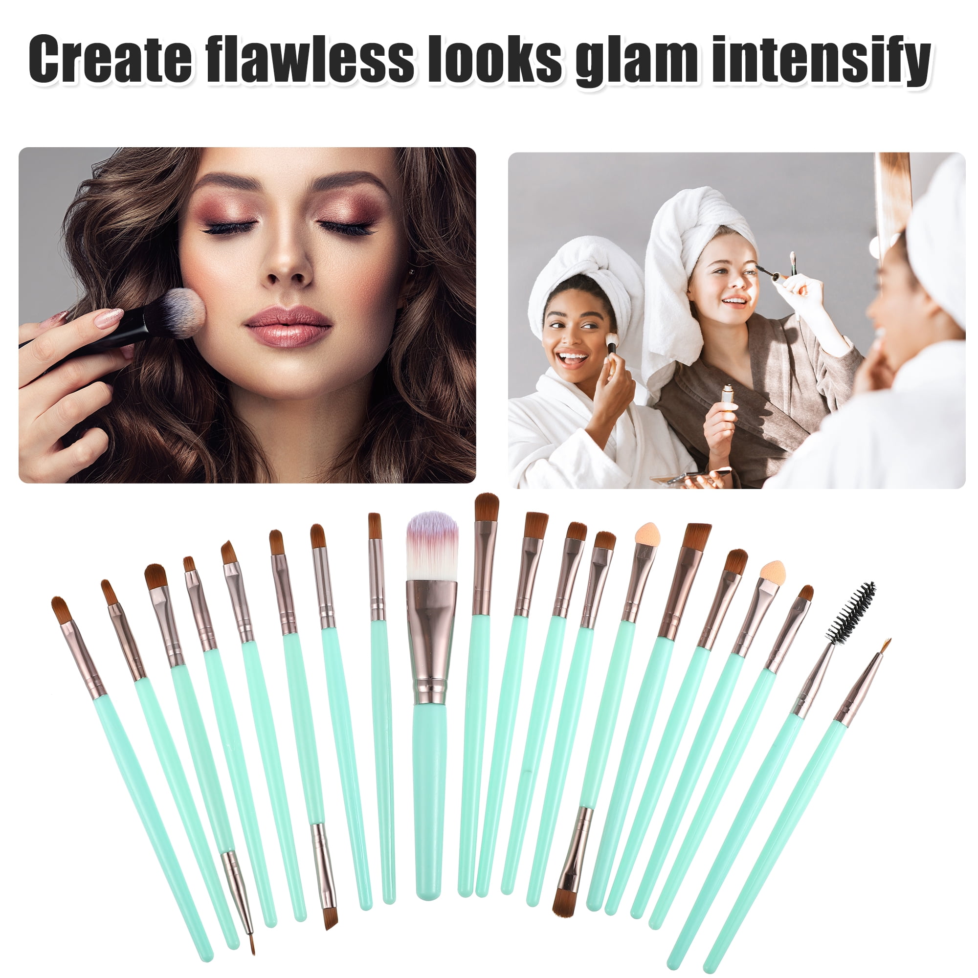 Unique Bargains 1 Set Travel Makeup Brush Set for Concealer Blush Green