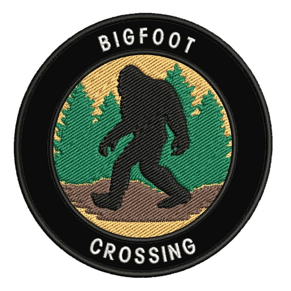Bigfoot Crossing 3.5" Iron On Or Sew On Embroidered Fabric Badge Patch Unexplained Mysteries Iconic Series