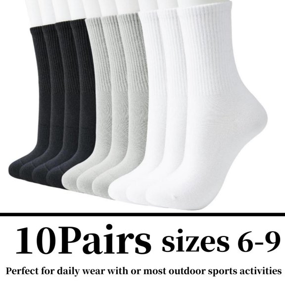 10 Pairs Womens 95% Cotton Crew Socks, Thin Soft Comfort Breathable Dress Socks, Above Ankle Crew Socks for Business, Fashion Accessories Comfortable Womenswear