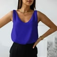 thumbnail image 5 of JGGSPWM Women's Loose Fit Satin Tank Tops Sleeveless V Neck Cami Camisole Blouse Shirt Blue S, 5 of 8