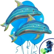 Iridescent Blue Dolphin Party Supplies Jumbo Balloon Bouquet