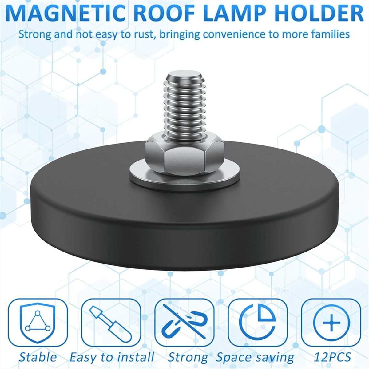 12 Pieces Rubber Coated Magnets 1.69 Inch 30 Lbs M6  Mounting Magnets Threaded Studs for Lighting