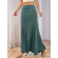 thumbnail image 2 of Women'S Casual Mid Long Skirts Stretchy Ultra-Soft Flowy Maxi Formal Skirts High Waist Lounge Skirts Dark Green S, 2 of 5