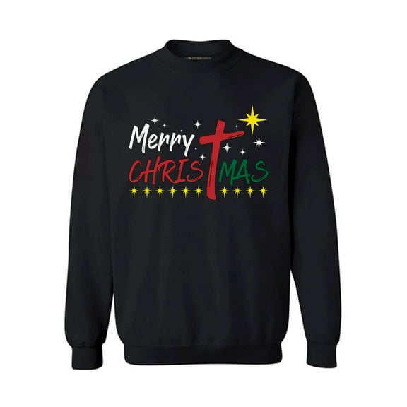 Merry Christmas Sweater Jesus Sweatshirt for Men Happy Holidays Christian Sweater for Women Christ Sweater Jesus Crewneck Sweatshirt Christian Cross Top Christmas Star Unisex Sweater Xmas Gifts