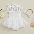 thumbnail image 3 of Bagilaanoe Newborn Summer Outfits Baby Girl Rompers Dress Sleeveless Bodysuits + Headband 3M 6M 12M 18M Infant Patchwork A-line Dresses, 3 of 8