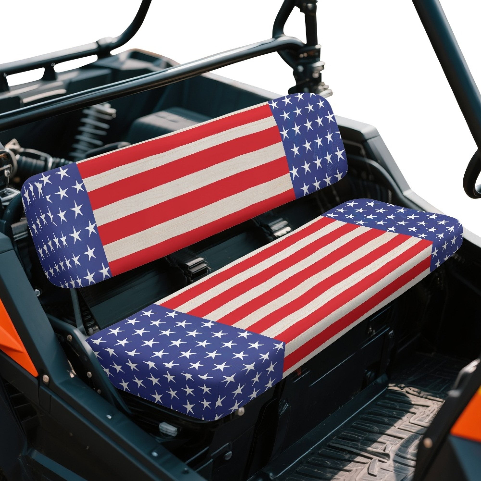 ZIATUBLES UTV Seat Covers 2 Pack, American Flag Print Waterproof Front Bench Seat Protectors Compatible with Kawasaki Mule 3000 4000, Fade Wear Resistant UTV Decor Accessory Part