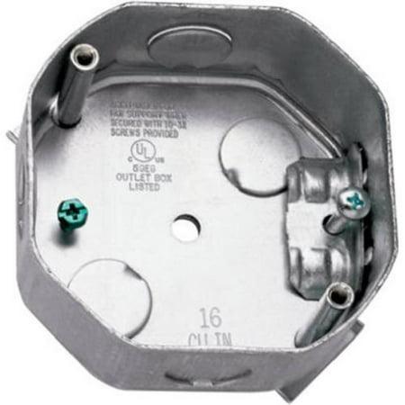 Octagon Ceiling Fan Box (Hubbell-Raco 296 1-1/2-Inch Deep 1/2-Inch Side Knockouts 4-Inch Octagon Ceiling Fan Support Box, The product is 4 OCT Ceiling Fan Box By Hubbell)