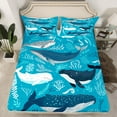 thumbnail image 2 of Erosebridal Cartoon Whale Sheet Set Twin,Ocean Animal Bedding Sets Twin Size,Super Cozy Bed Sheets Twin,Marine Decor,3pcs, 2 of 7