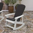thumbnail image 3 of Merrick Lane All-Weather White Polyresin Adirondack Rocking Chair with Vertical Slats and Gray Weather Resistant Cushions, 3 of 15
