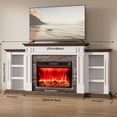 thumbnail image 3 of 80" Fireplace Mantel with 30" Electric Fireplace and Bookshelves, Wooden Storage Freestanding Heater with Remote Control,White & Brown, 3 of 9