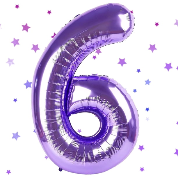 Globo Yeodong número 6 morado de 40 pulgadas para sexto cumpleaños