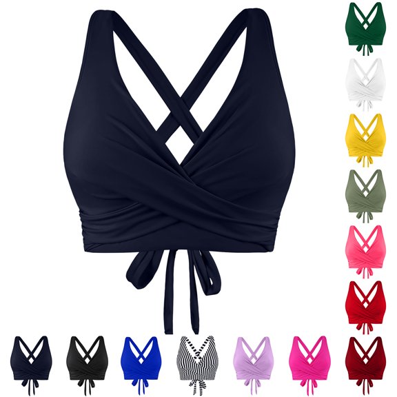Bigetiay String Bikini Tops For Women Twist Front Top Bathing Suit Minimalist Swimwear Top No Bottom, Size XXL