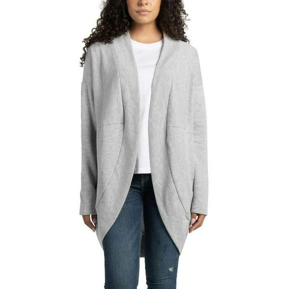 Ecothreads Ladies' Fleece Cardigan, Gray, Small