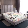 thumbnail image 3 of Kawaii Lemur Bedding Set Twin Size,Cartoon Lemur Floral Fitted Sheet,Cute Rainbow Flower Bottom Sheets Animal Print Bed Set 2Pcs （No Top Sheet）, 3 of 6