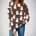 thumbnail image 2 of Makaor Sweatshirt Women Halloween Crew Neck Tops Fleece Long Sleeve Pullover Casual Fall Clothes Brown S, 2 of 4