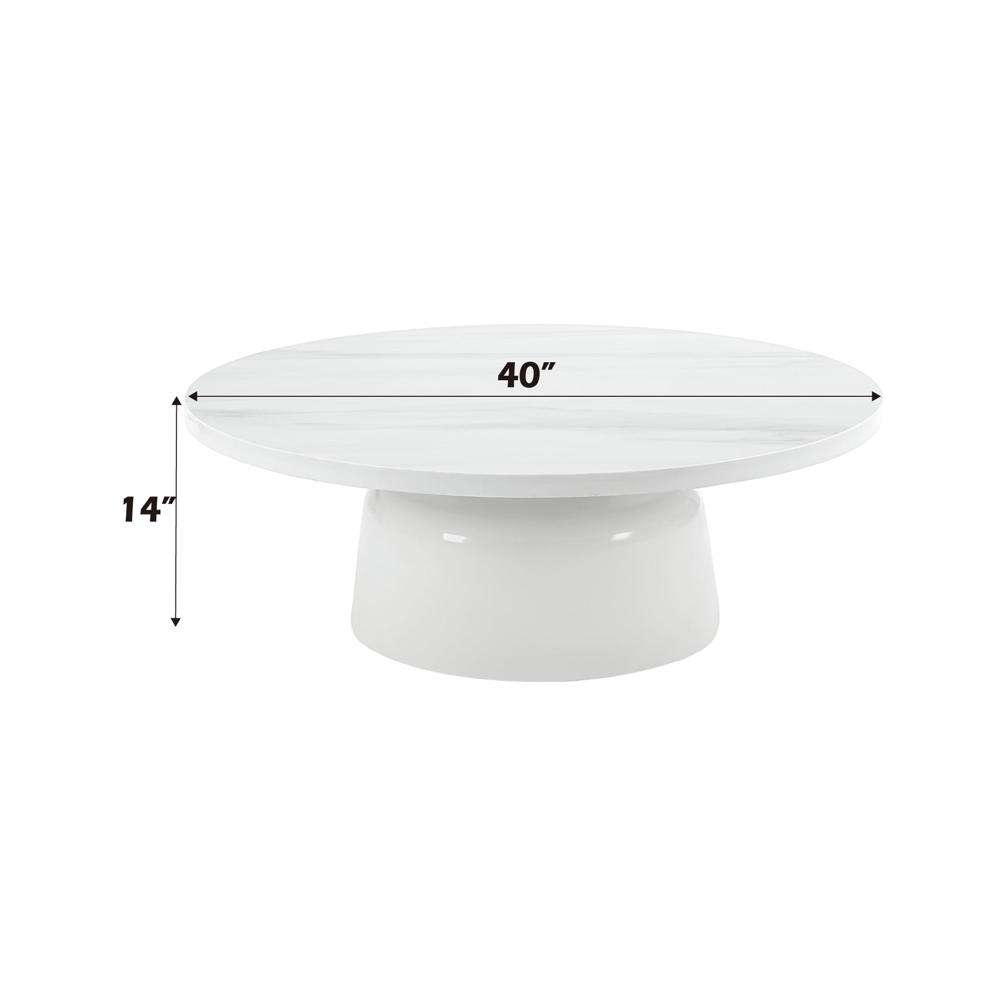 ACME Zaid Contemporary Metal and Wood 40"Dia Round Coffee Table in White