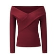 thumbnail image 2 of Sexy Double V-neck Sweater Short Long Sleeve Bottoming Shirt, 2 of 8