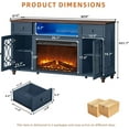 thumbnail image 3 of Joaxswe Electric Fireplace TV Stand Modern Entertainment Center for TVs up to 65" with LED Light and Storage Shelves, Blue, 3 of 9