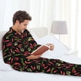 thumbnail image 6 of Naloa Red Chili Men’s Pajamas Set - Long Sleeve Button Down Sleep Shirt and Pajama Bottoms Sleepwear Set-X-Large, 6 of 7