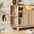 thumbnail image 4 of Blotout 81'' LED TV Stand with Power Outlet for 85/90''TV, Modern Entertainment Center with Fluted Sliding Doors & Curved Side Cabinets, Wooden Media Console with Open Storage Shelves for Living Room, 4 of 10