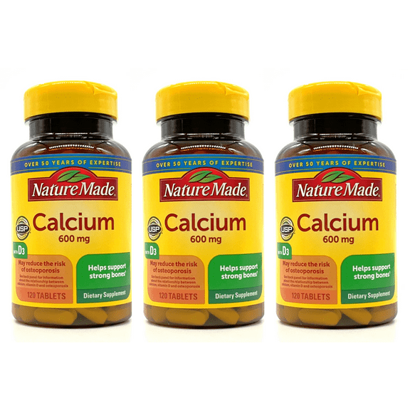 Nature Made Calcium, 600 mg Dietary Supplement - 120 Tablets - PACK OF 3