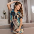 thumbnail image 3 of Fuzoiu Colorful Sky Puppy Print Women Nightgowns, Soft Comfy Lightweight Short Sleeves Sleepwear,Crew Neck Loungewear, 3 of 6