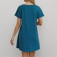 thumbnail image 5 of Sakmal Nightgowns for Women Moo Moo Nightshirt Crew Neck Short Sleeve Blue Nightgowns for Women L, 5 of 8