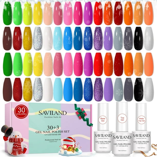 Saviland 33PCS Gel Nail Polish Set U V/LED Neon Gel Nail Polish Kit