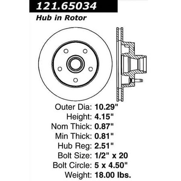 C-Tek Disc Brake Rotor 121.65034 Fits select: 1992-1997 FORD AEROSTAR