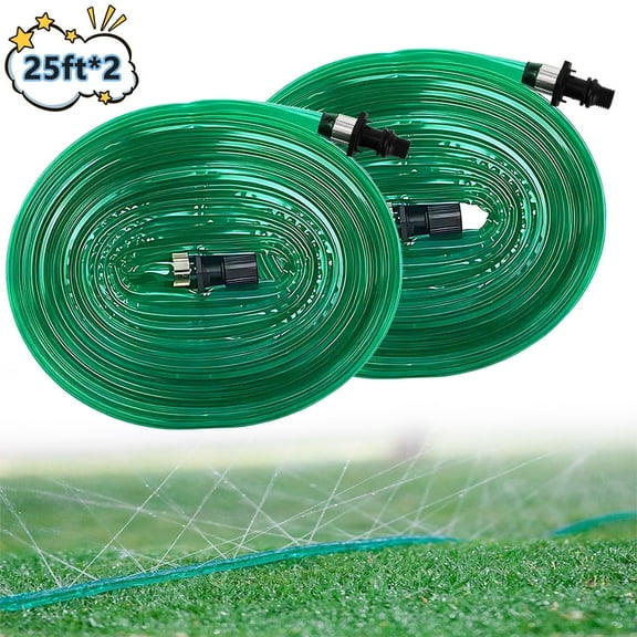 Henotian Garden Soaker Hose 25ft 2 Pack for Backyard: 1/2" Watering Sprinkler - Efficient Irrigation Tubing for Outdoor Lawn Patio Farm