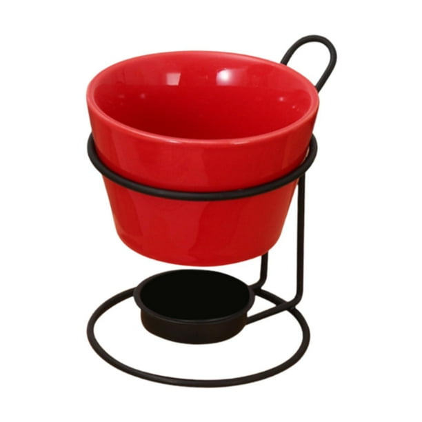 Juego de olla para fondue con rejilla de hierro, olla caliente de cerámica para fiestas, aniversarios y cumpleaños rojo