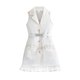 thumbnail image 5 of Odeerbi Vestido de Las Niñas Sin Mangas Blazer Entallado Solapa Ruffle Vestido de Camisa de Línea A Con Cinturón, 5 of 9