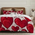 thumbnail image 5 of Pratyus Hearts Red Pattern Romantic Valentine's Day Design 3-Piece Bedding Set for Bedroom Home Decor Easy to Clean and Care 87x68in, 5 of 8