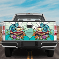 thumbnail image 2 of Lotusprinthandmade Dragon with Book Floral Tailgate Wrap 2 Sizes (26"x66"), dragon with book floral design, floral themed dragon truck tailgate sticker, 2 of 5
