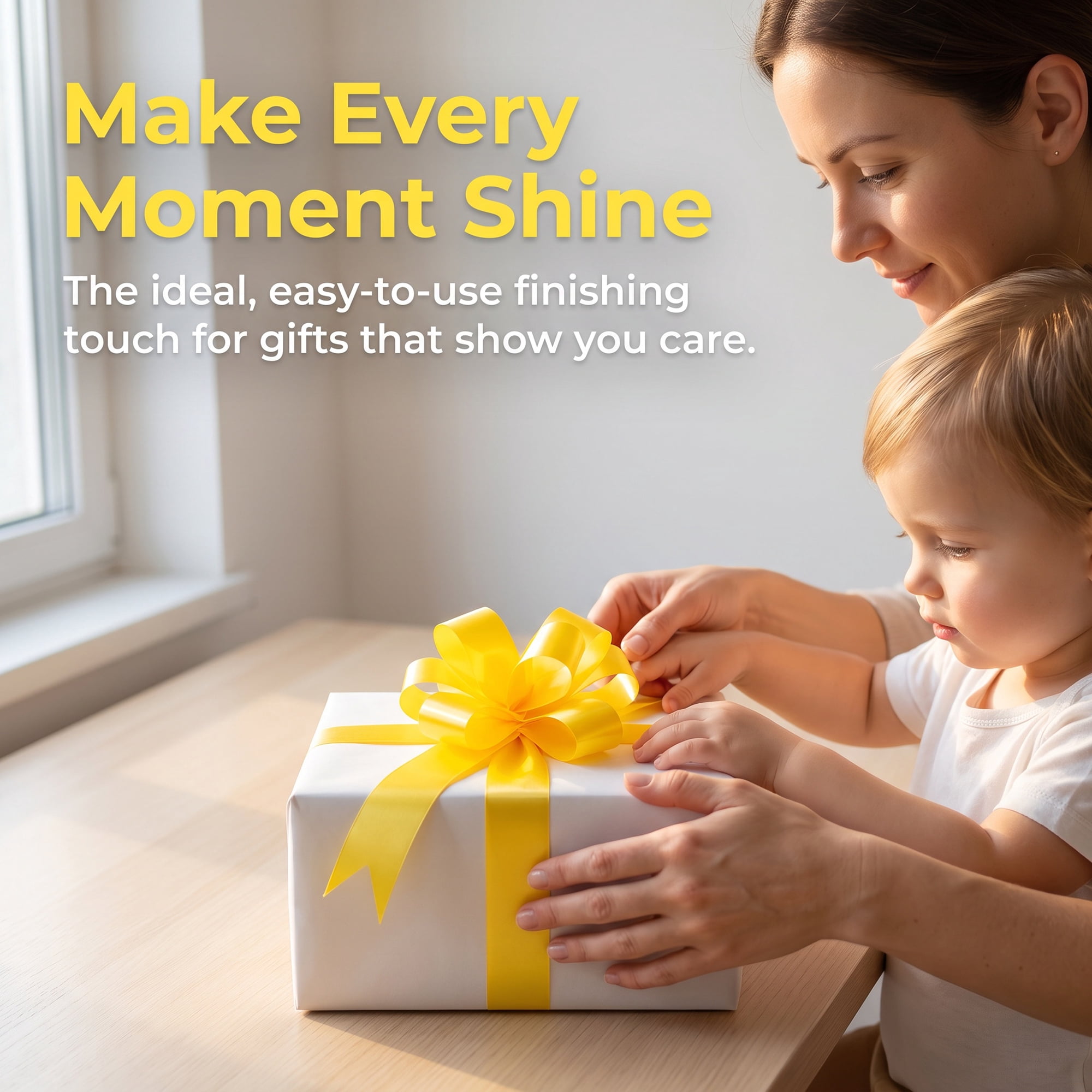 Unique Bargains Crush-Resistant Metallic Bows for Gift Wrapping and Decoration Yellow