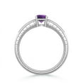 thumbnail image 2 of ANGARA Natural 0.8 Ct. Amethyst with Diamond Side Stones Ring in 14K White Gold for Women (Ring Size: 11), 2 of 8
