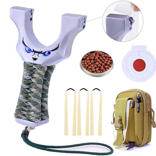 Stainless Steel Slingshot Hunting Sling Shot Set for Adults Professional Slingshot with Target Clay Ammo Rubber Bands