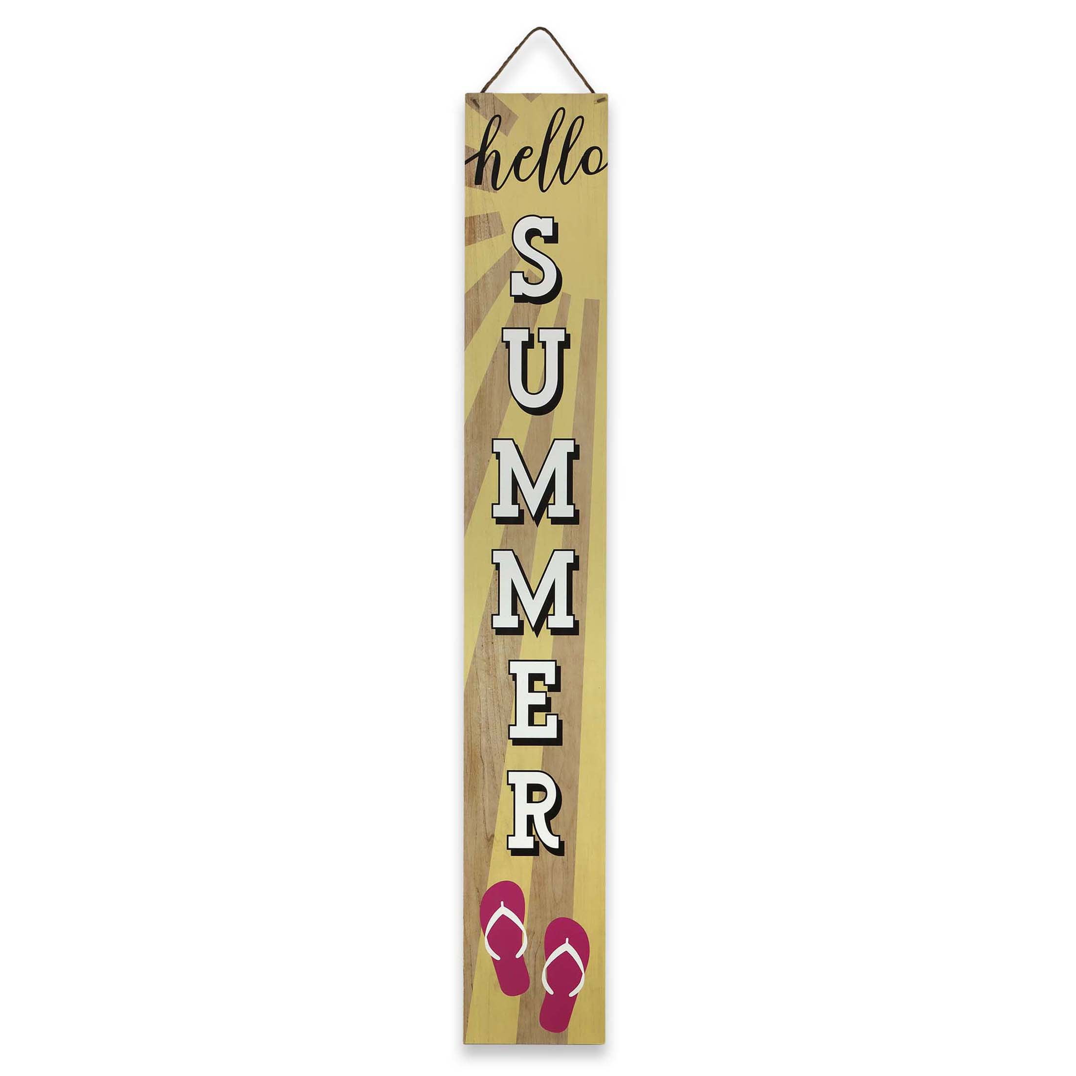 Double-Sided Happy 250 America/Hello Summer Wooden Porch Leaner Sign with Rope Hanger, Multicolor, 60", Patriotic by Way To Celebrate