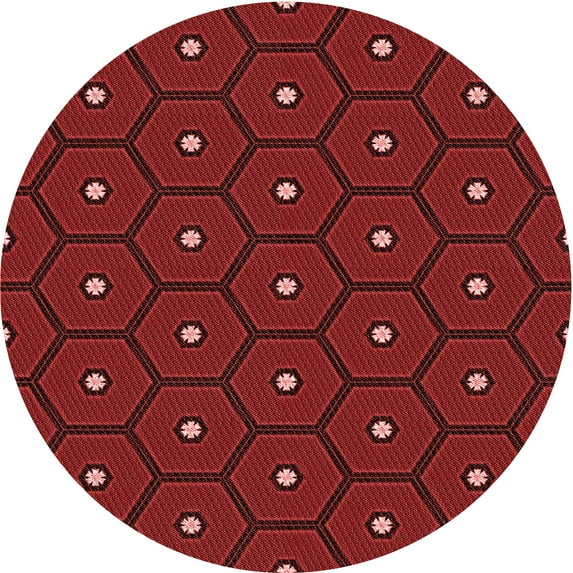 Ahgly Company Machine Washable Indoor Round Transitional Tomato Red Area Rugs, 5' Round