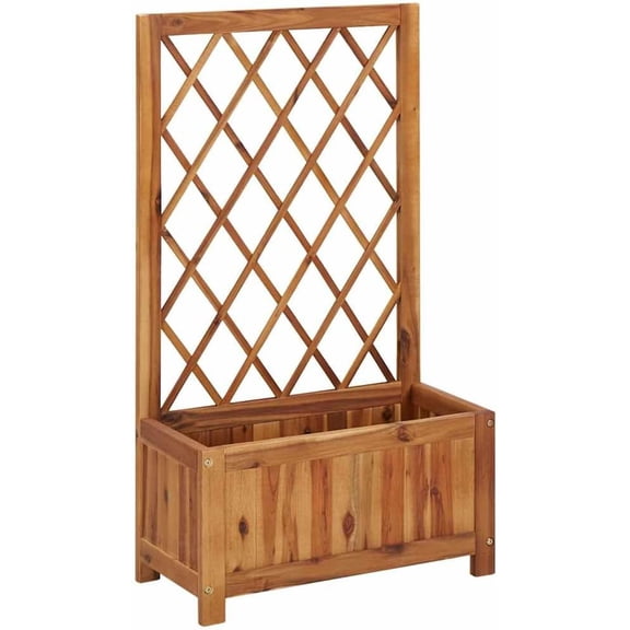 Garden Raised Bed with Trellis, Wooden Raised Flower Bed for Flowers and Plants, Solid Acacia Wood Planter, Outdoor and Indoor Use, Brown