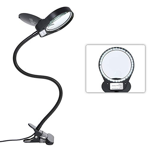 30X Lighted Magnifier with 18 LED Double Glasses Lens Handheld 3 Color Temperature for Reading Coins Jewelers Close Work Craft Map Seniors Magnifying Glass with Light Kids White Black
