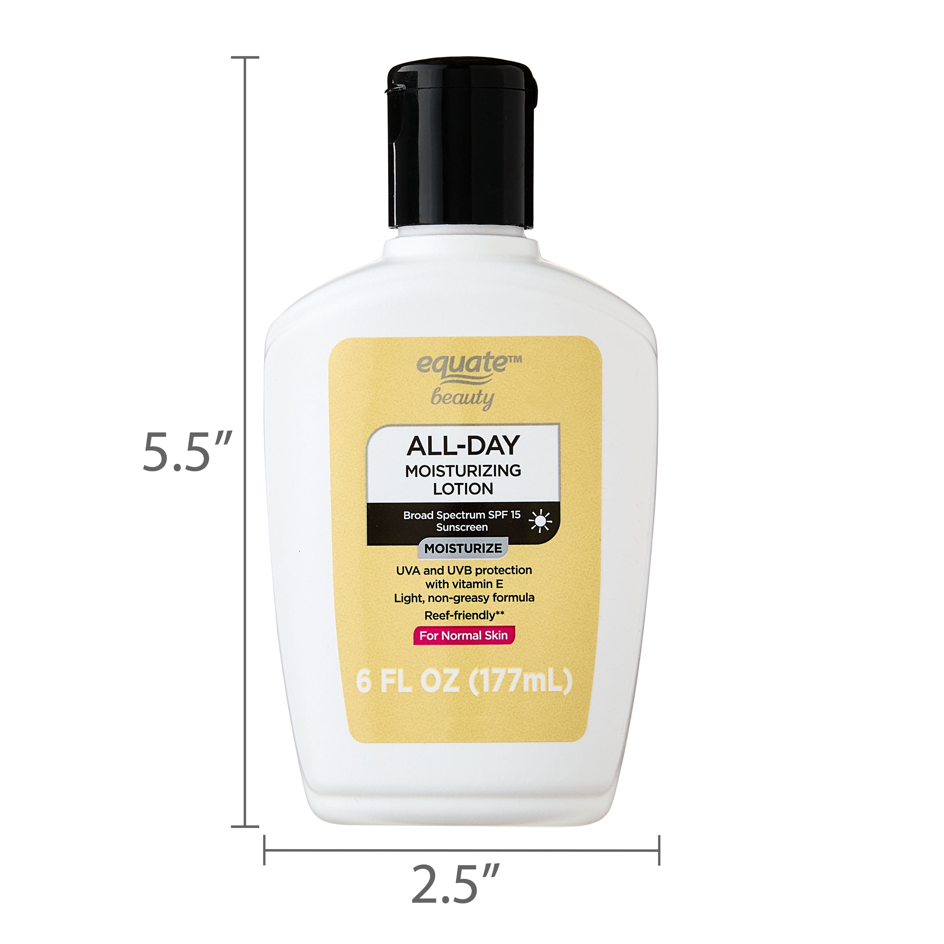 (3 pack) Equate All-Day Moisturizing Lotion with SPF 15 Broad Spectrum Sunscreen, 6 fl oz