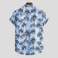 thumbnail image 4 of Jinhomg Men's Holiday Beach Shirts 2025 Fashion Tropical Palm Tree Print Hawaiian Shirt Lightweight Comfy Button Down Lapel Collar Summer Vacation Shirts Sales Today Clearance Men Blue XXL, 4 of 9