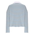 thumbnail image 3 of YueHuiYing Women's 2 Piece Sets Striped Long Sleeve Collared Tops Shirt Wide Leg Pants Matching Set, 3 of 9