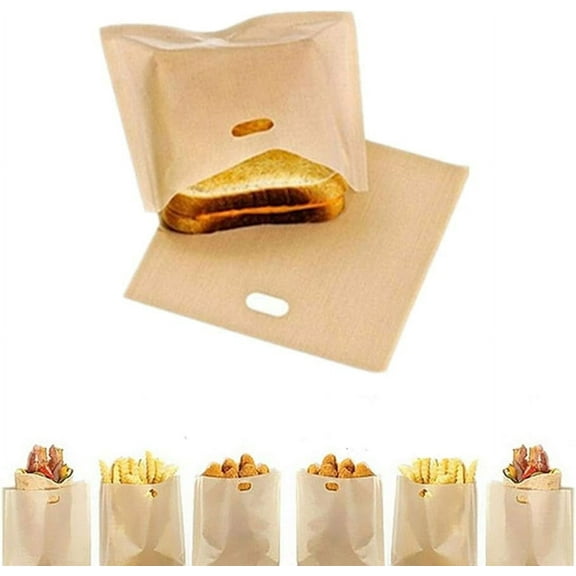 Toaster Bags, 10Pcs Reusable Non-Stick Sandwich Toaster Bags Washable Heat Resistant Sandwich Bag Pockets for Grilled Cheese,Pizza,6.5" x 6.3"