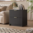 thumbnail image 5 of FURNIWAY Black Set of 2 Fluted Nightstands 2 Drawers Modern Bedside Tables Golden Handles for Bedroom Living Room, 5 of 7