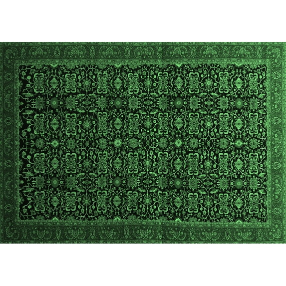 Ahgly Company Indoor Rectangle Persian Emerald Green Traditional Area Rugs, 7' x 9'